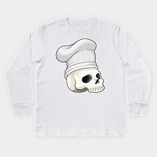 Skull as Cook with Chef hat Kids Long Sleeve T-Shirt